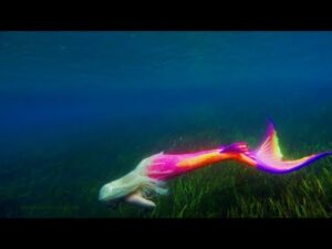Colorful Vibrant Rainbow Mermaid - Uplifting Footage Of The Graceful Mermaid Melissa Swimming