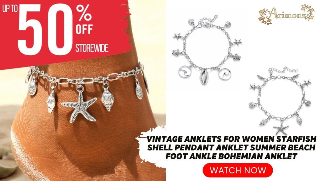 Get These Vintage Anklets for Women Starfish Shell Pendant Summer Beach Foot Ankle Bohemian Anklet