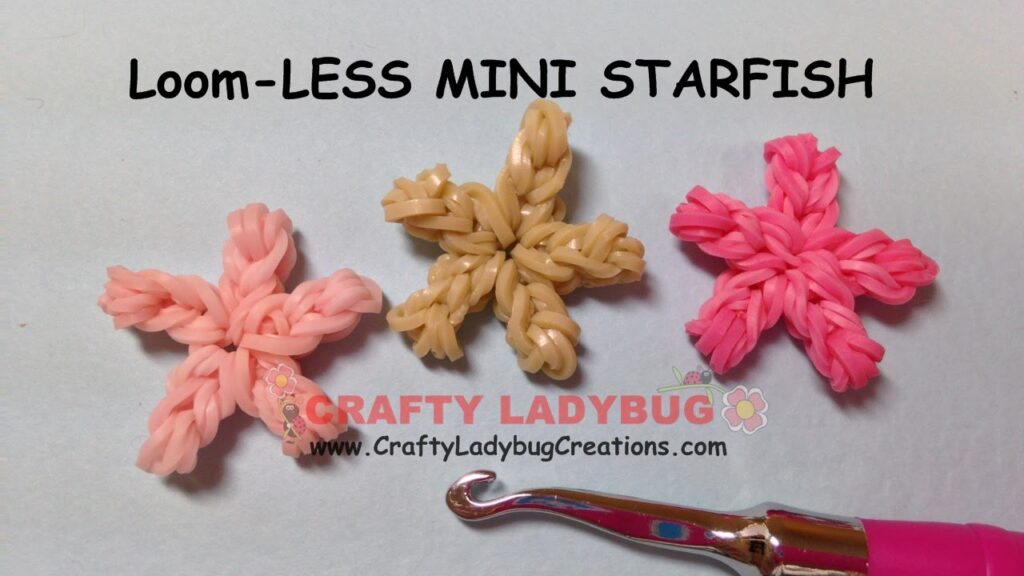 Rainbow Loom-LESS MINI STARFISH EASY Charm Tutorials by Crafty Ladybug/How to MAKE