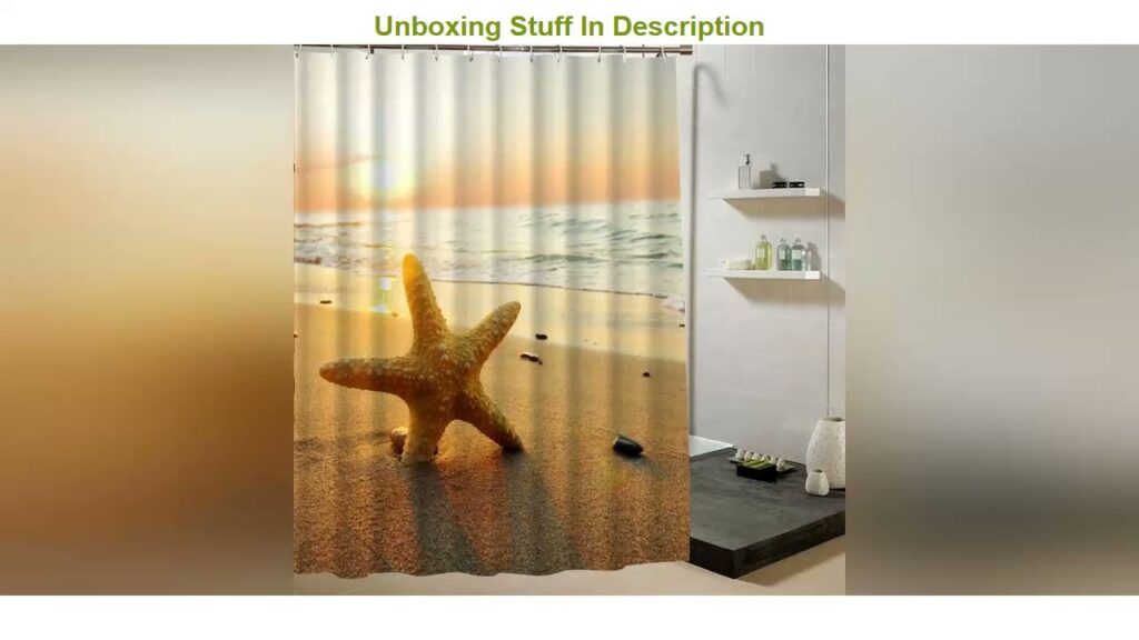 Review Shower Curtain Sea Shell Starfish 3d Print Waterproof Fabric Curtain For Bathroom Decorative